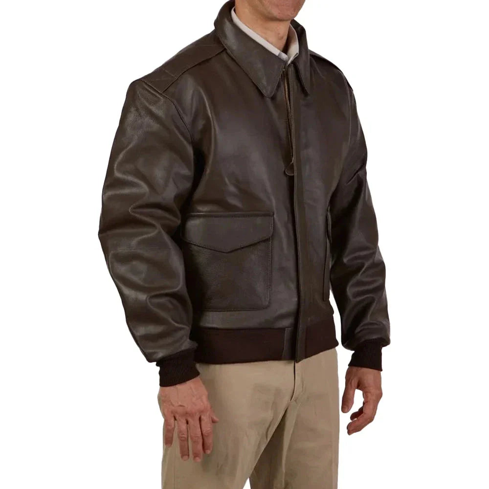 A2 Distressed Aviator Cockpit Brown Real Bomber Leather Jacket