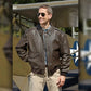 A2 Distressed Aviator Cockpit Brown Real Bomber Leather Jacket